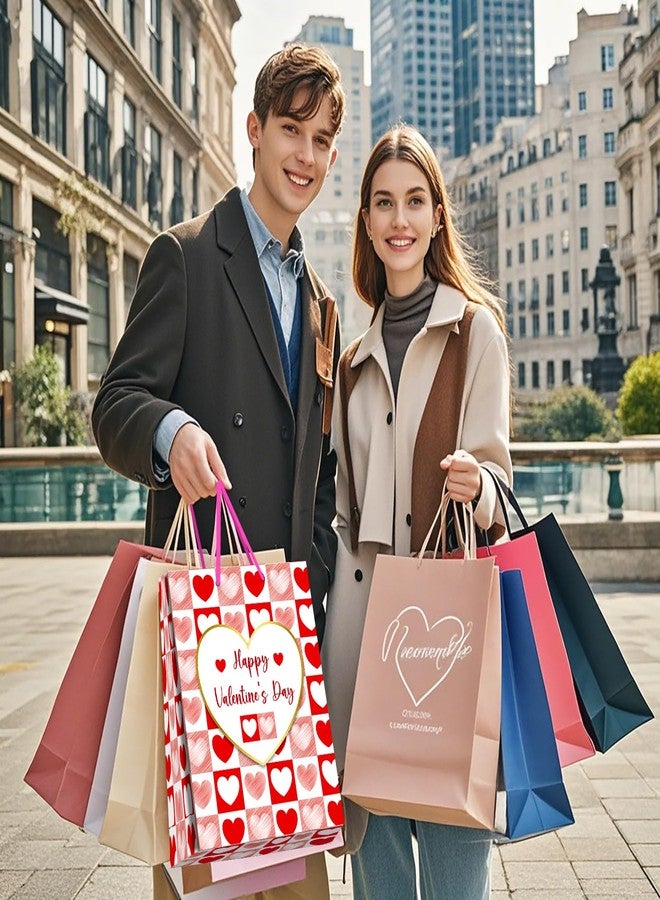 حقيبة هدايا كبيرة لعيد الحب من هيينشين مع ورق مناديل - حقيبة هدايا ورقية بنقشة قلوب مقاس 13 بوصة مع مقابض لعيد الحب، حقائب هدايا عيد الحب السعيد لها وله ولصديقتك، لوازم الحفلات - Image 3