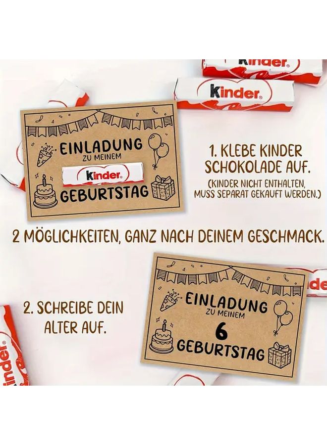 Kraft Paper German Invitation Cards 15 Pieces DIY Handmade Birthday Party Invitations - Image 1
