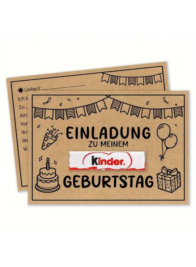 Kraft Paper German Invitation Cards 15 Pieces DIY Handmade Birthday Party Invitations - Image 2