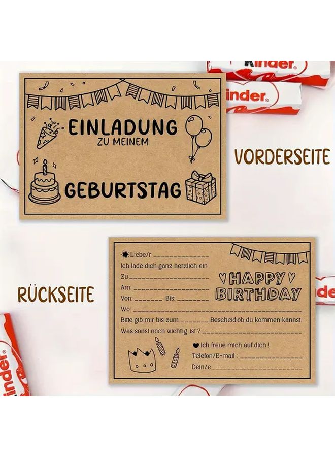 Kraft Paper German Invitation Cards 15 Pieces DIY Handmade Birthday Party Invitations - Image 5