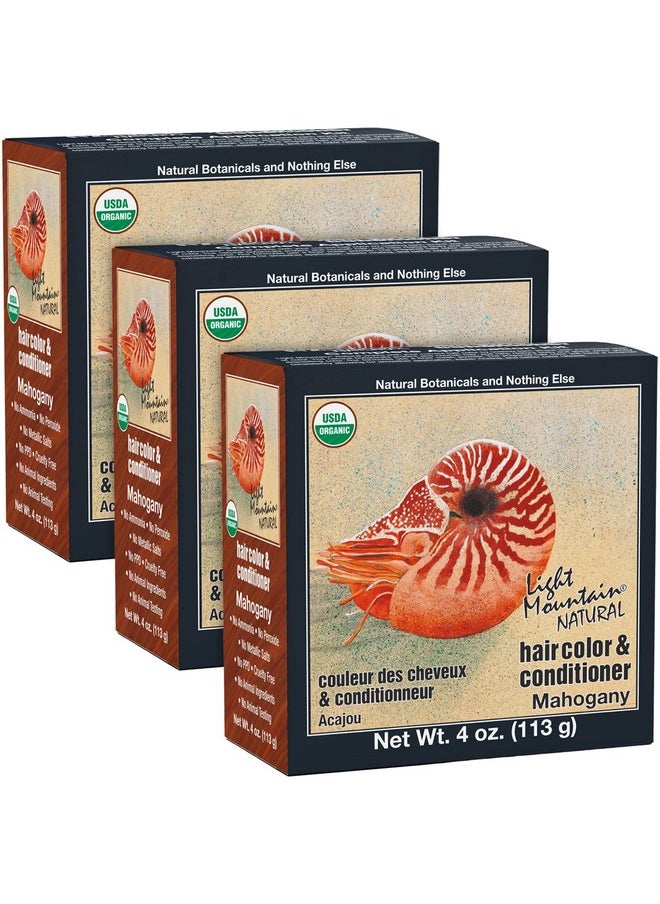 Light Mountain Light Mountain Henna Hair Color & Conditioner - Mahogany Hair Dye for Men/Women, Organic Henna Leaf Powder and Botanicals, Chemical-Free, Semi-Permanent Hair Color, 4 Oz (Pack of 3)  - Image 1