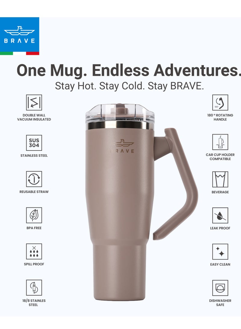 بريف تمب جارد تمبلر ١٢٠٠ml - ١٨/٨ ستانلس ستيل ترافل ماج، ثيرمال كوفي كوب، ٢-إن-١ ليكبروف ليد وذ سترو & روتيتينج هاندل، إنسوليتد هوت & كولد بيفيريج ماج، كار كب هولدر كومباتيبل، ديورابل & ريوسابل كوفي ترافل ماج (دارك كوفي براون) - Image 3