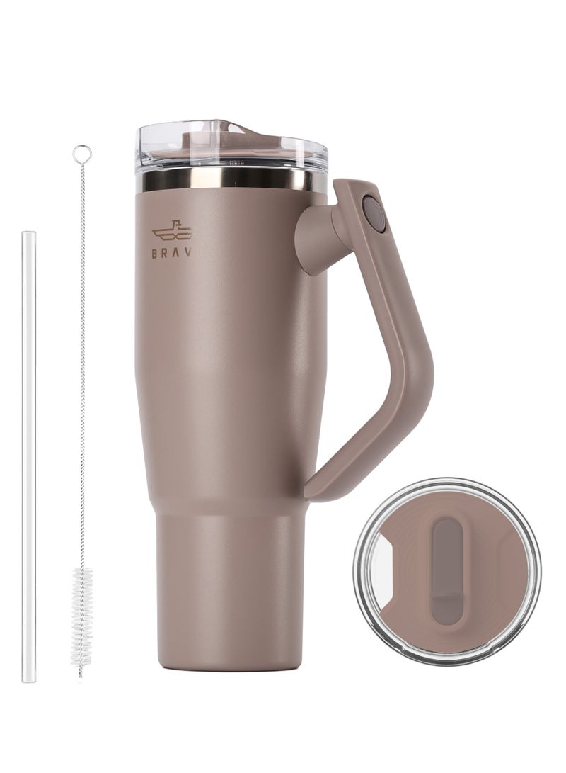 بريف تمب جارد تمبلر ١٢٠٠ml - ١٨/٨ ستانلس ستيل ترافل ماج، ثيرمال كوفي كوب، ٢-إن-١ ليكبروف ليد وذ سترو & روتيتينج هاندل، إنسوليتد هوت & كولد بيفيريج ماج، كار كب هولدر كومباتيبل، ديورابل & ريوسابل كوفي ترافل ماج (دارك كوفي براون) - Image 1