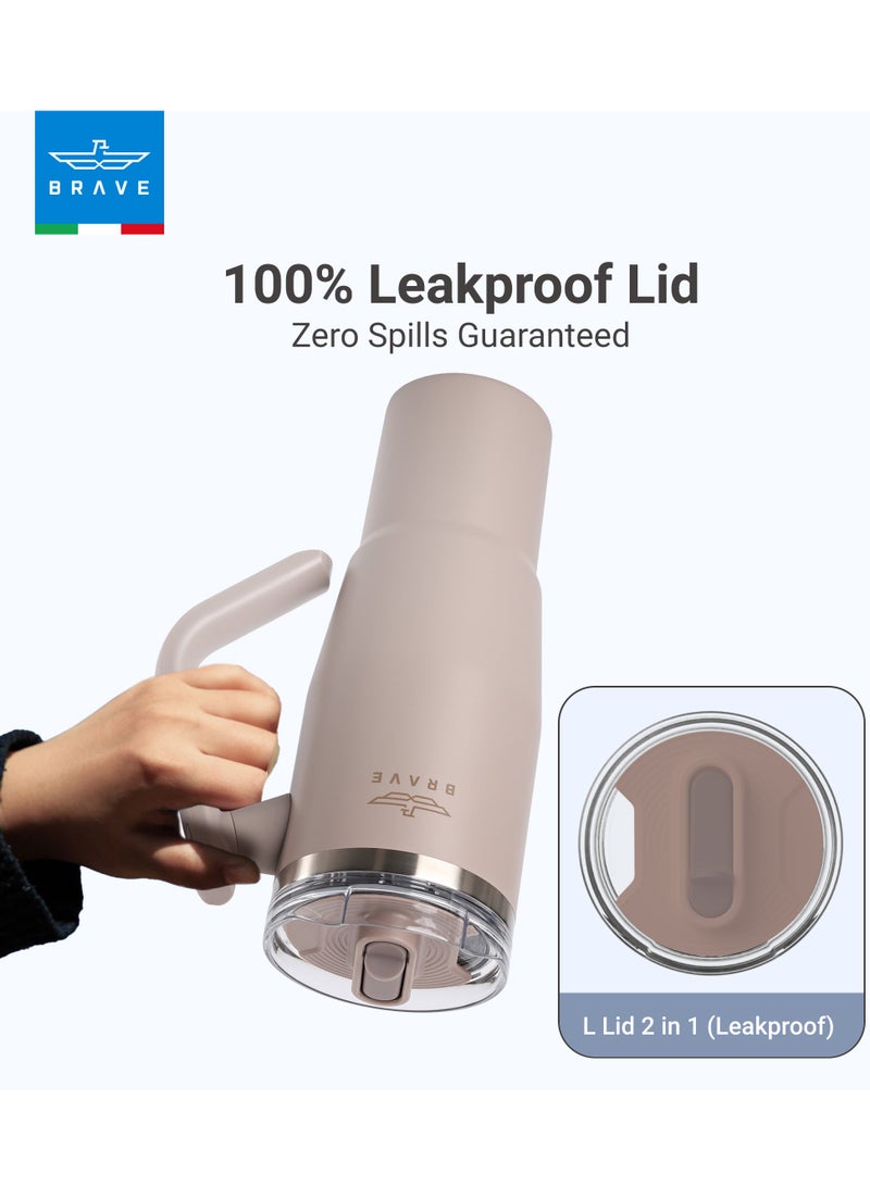 بريف تمب جارد تمبلر ١٢٠٠ml - ١٨/٨ ستانلس ستيل ترافل ماج، ثيرمال كوفي كوب، ٢-إن-١ ليكبروف ليد وذ سترو & روتيتينج هاندل، إنسوليتد هوت & كولد بيفيريج ماج، كار كب هولدر كومباتيبل، ديورابل & ريوسابل كوفي ترافل ماج (دارك كوفي براون) - Image 4