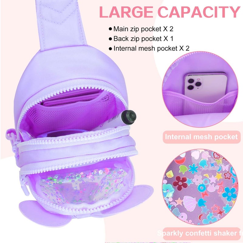 Kejea Initial Sling Bag for Girls - 3-7 Year Old Girl Birthday Gifts, Clear Letter Small Crossbody Bag Purses Toddler Kid Gifts Stuff Purple A - Image 4