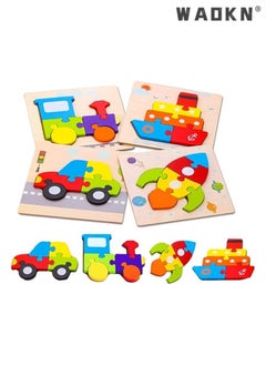 WAOKN 4Pcs 3D Wooden Jigsaw Puzzles for Toddlers Kids Preschool Educational Learning Toys for Toddlers 1-3,Baby Wooden Puzzles for 1 2 3 4 Year Old,Montessori Toys Gifts for Toddlers Boys Girls  - Image 1