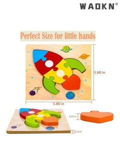 WAOKN 4Pcs 3D Wooden Jigsaw Puzzles for Toddlers Kids Preschool Educational Learning Toys for Toddlers 1-3,Baby Wooden Puzzles for 1 2 3 4 Year Old,Montessori Toys Gifts for Toddlers Boys Girls  - Image 2