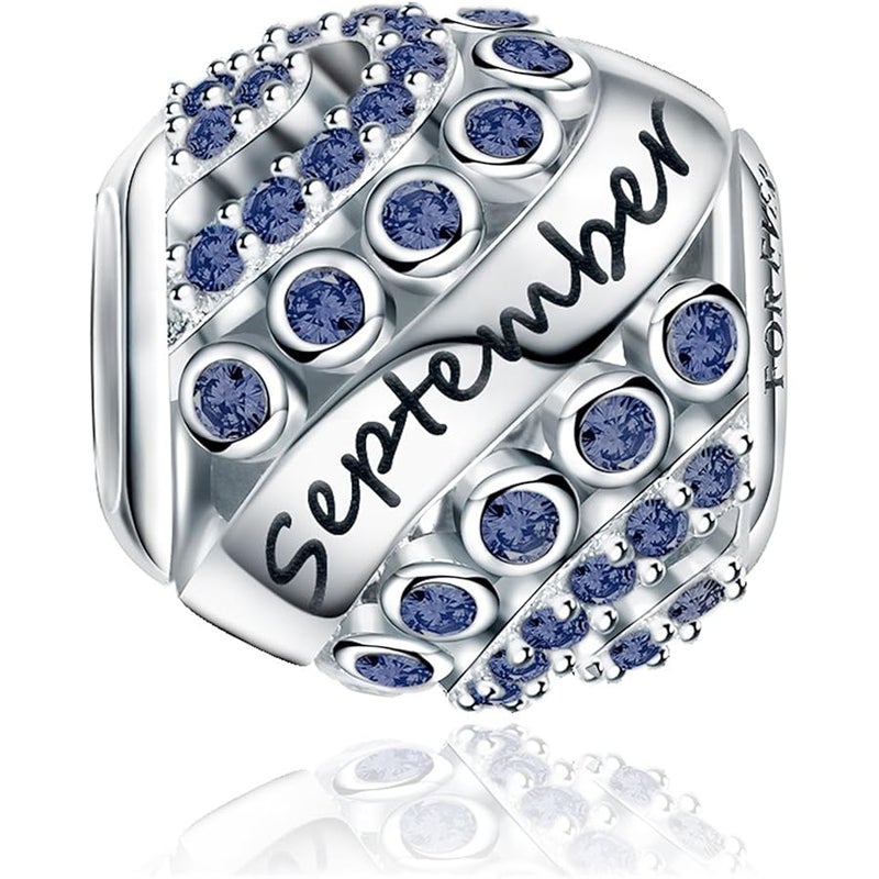 فور إيفر كوين FOREVER QUEEN Birthstone Charms for Charms Bracelet- 925 Sterling Silver Bead Openwork Charms, Happy Birthday Charms for Bracelet and Necklace Valentine's Day Mother's Day Gift - Image 1