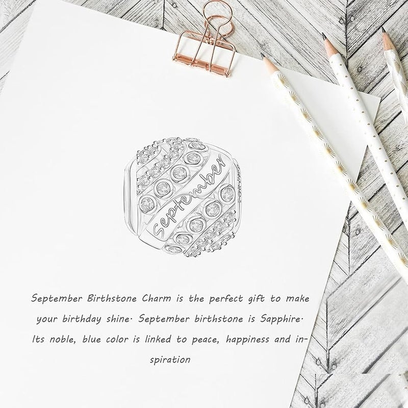فور إيفر كوين FOREVER QUEEN Birthstone Charms for Charms Bracelet- 925 Sterling Silver Bead Openwork Charms, Happy Birthday Charms for Bracelet and Necklace Valentine's Day Mother's Day Gift - Image 5