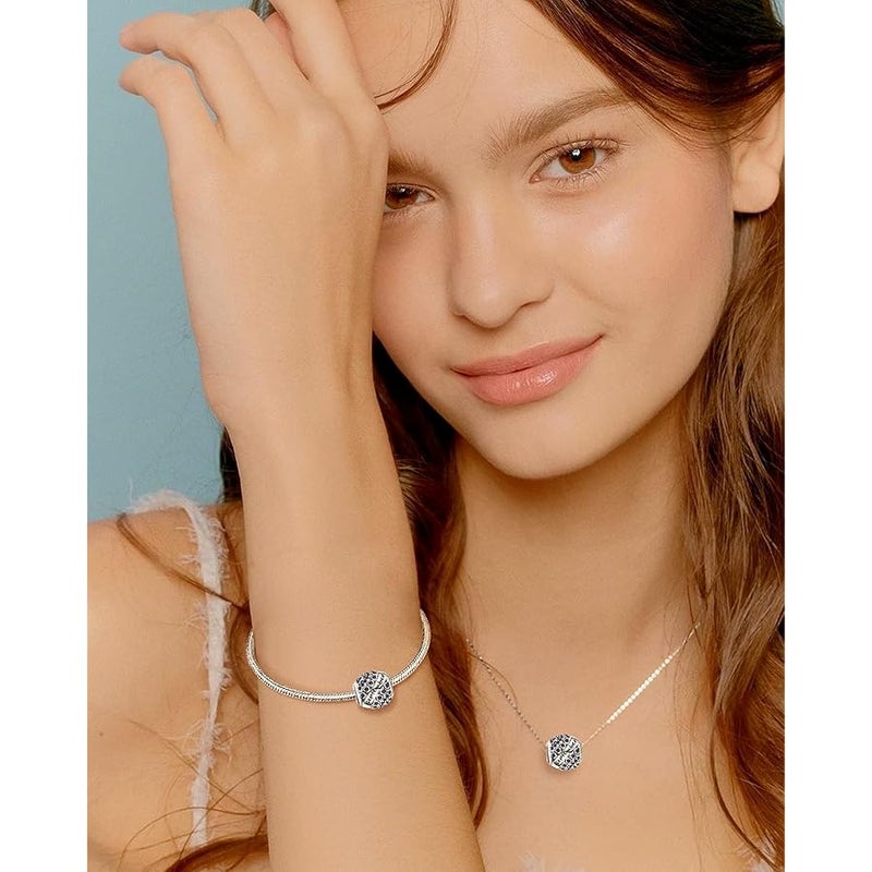 فور إيفر كوين FOREVER QUEEN Birthstone Charms for Charms Bracelet- 925 Sterling Silver Bead Openwork Charms, Happy Birthday Charms for Bracelet and Necklace Valentine's Day Mother's Day Gift - Image 4