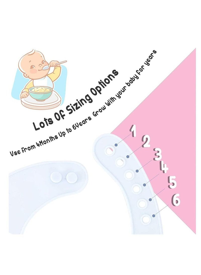 Y&D Toddler Silicone Bibs,3 Pack Baby Bibs Easily Clean, Soft Adjustable Waterproof for Babies Girl and Boy (Swan + Elephant Owl)  - Image 2