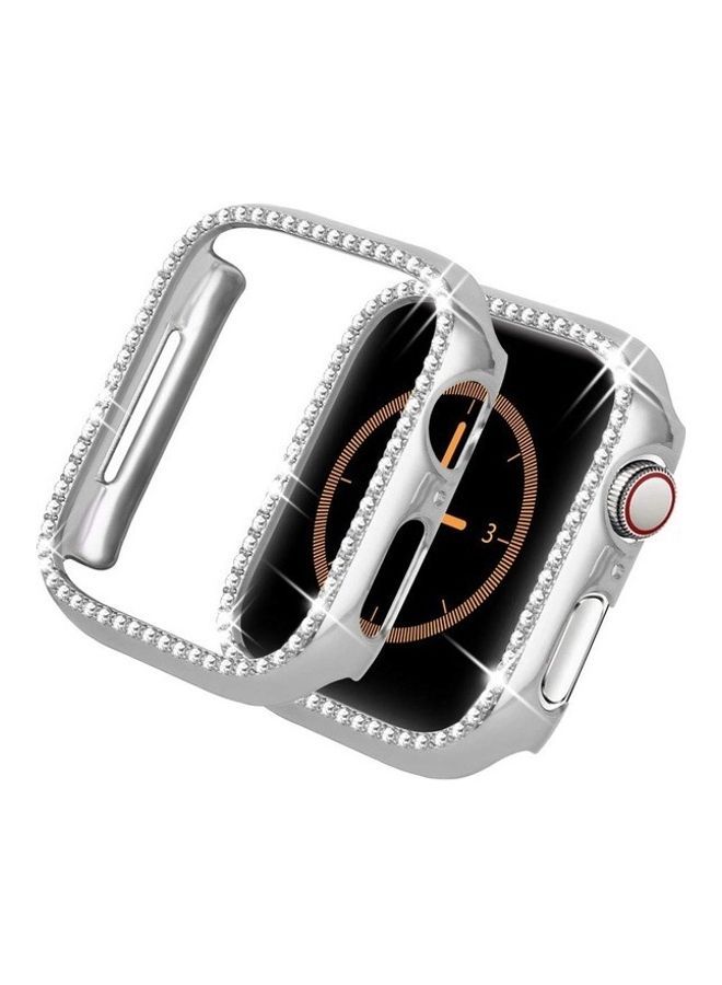 NIBEMINENT Toughed Film Protective Watch Case Suitable For Apple 44mm Silver  - Image 1