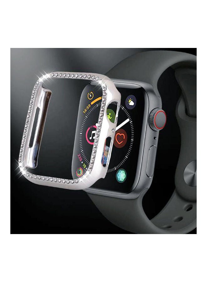NIBEMINENT Toughed Film Protective Watch Case Suitable For Apple 44mm Silver  - Image 2