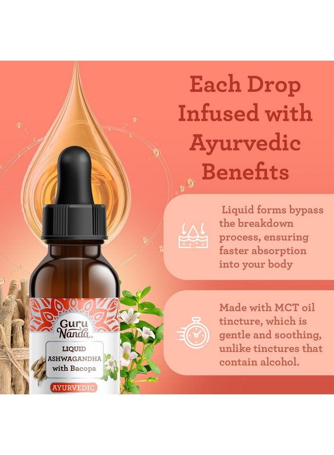 GuruNanda Liquid Ashwagandha with Bacopa (1 Fl Oz) - Natural Dietary Supplement- Liquid Extract Drops - for Men & Women- Vegan & Alcohol-Free - Aids in Immune, Focus & Relaxation Support - Image 4