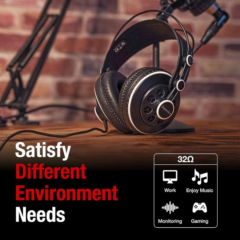Superlux HD681F Studio Monitor Headphones Over Ear Wired with 50mm Neodymium Driver, Semi-Open, Sweet Vocal Sound, Copper-Coated Aluminum Wire for Live Music Hall Listening Session Podcast Stream - Image 5