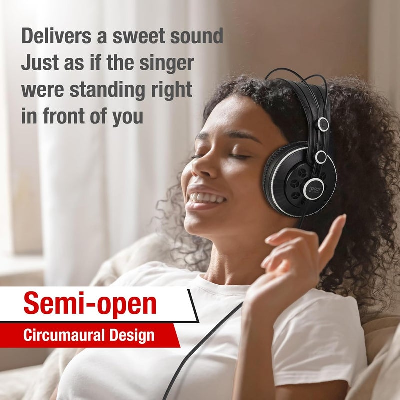 Superlux HD681F Studio Monitor Headphones Over Ear Wired with 50mm Neodymium Driver, Semi-Open, Sweet Vocal Sound, Copper-Coated Aluminum Wire for Live Music Hall Listening Session Podcast Stream - Image 4
