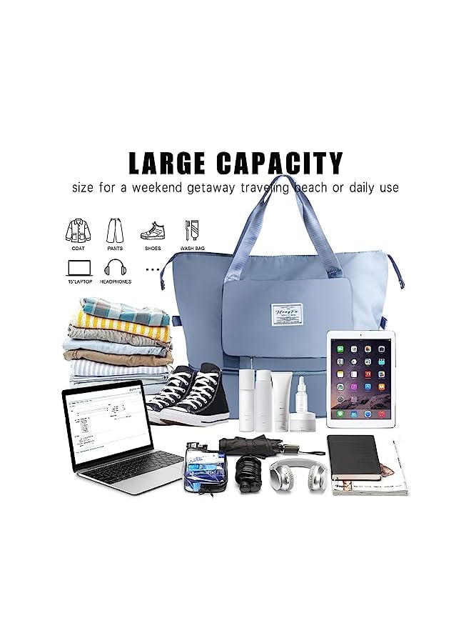 SUCITY Wet Separation Travel Duffel Bag, Foldable Extendable Sports Gym Bag, Large Capacity Multifunctional Waterproof Fitness Workout Bag - Image 4