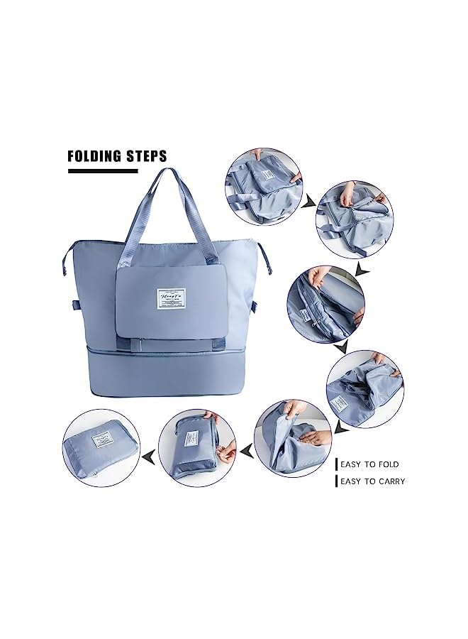 SUCITY Wet Separation Travel Duffel Bag, Foldable Extendable Sports Gym Bag, Large Capacity Multifunctional Waterproof Fitness Workout Bag - Image 5