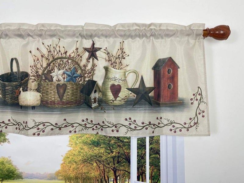 EZ.enjoy Country Hearts and Stars Window Curtain Valance for Decorative Rod Pocket 58 X 18 Inches - Image 3