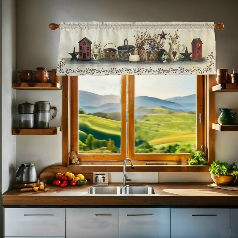 EZ.enjoy Country Hearts and Stars Window Curtain Valance for Decorative Rod Pocket 58 X 18 Inches - Image 4