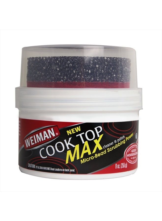 Weiman منظف سطح الطهي ماكس - 9 أونصة - يزيل بسهولة الطعام المحروق والشحوم والعلامات المائية، ويترك سطح الطهي الزجاجي الخاص بك لامعًا - Image 1