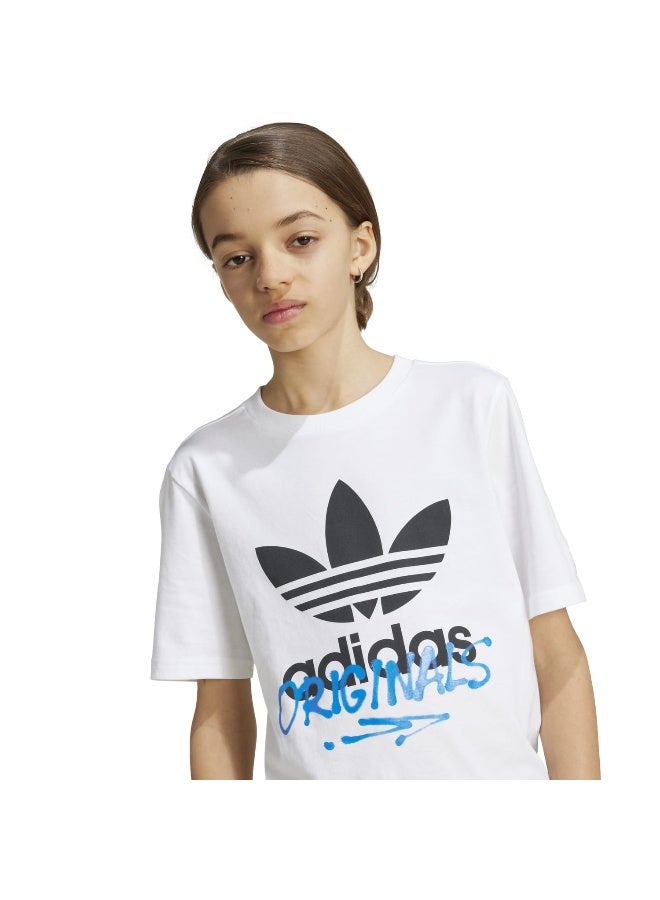 adidas تيشيرت أطفال أبيض برسومات أوريجينالز - Image 5