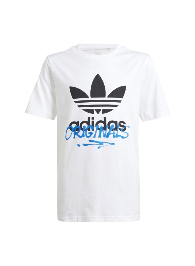 adidas تيشيرت أطفال أبيض برسومات أوريجينالز - Image 1