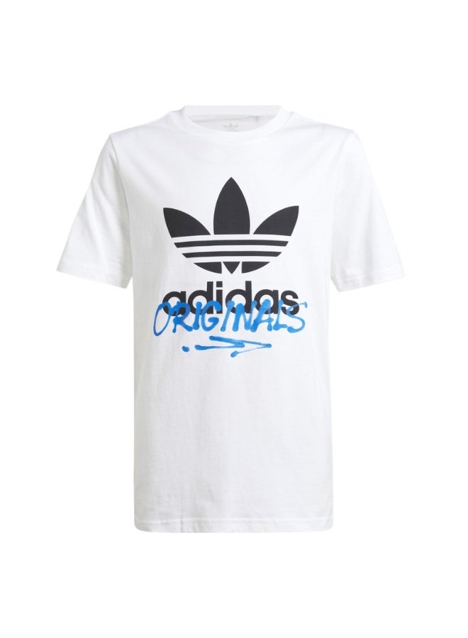 adidas تيشيرت أطفال أبيض برسومات أوريجينالز - Image 2