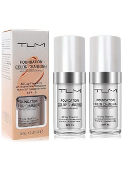 TLM 2 PACK TLM Color Changing Foundation Liquid Base,TLM Concealer Cover Cream,All Day Flawless Warm Skin Tone BB Cream Makeup Base Concealer for All Skin SPF15  - Image 1