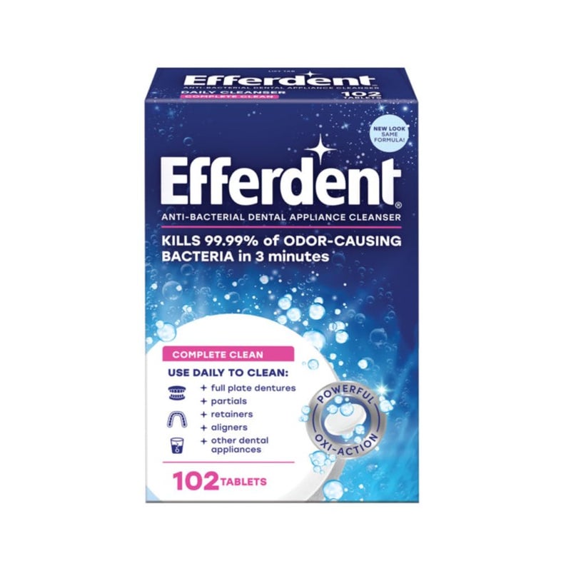 Efferdent Anti-Bacterial Dental Appliance Daily Cleanser, Complete Clean, 102 Tablets - Image 1