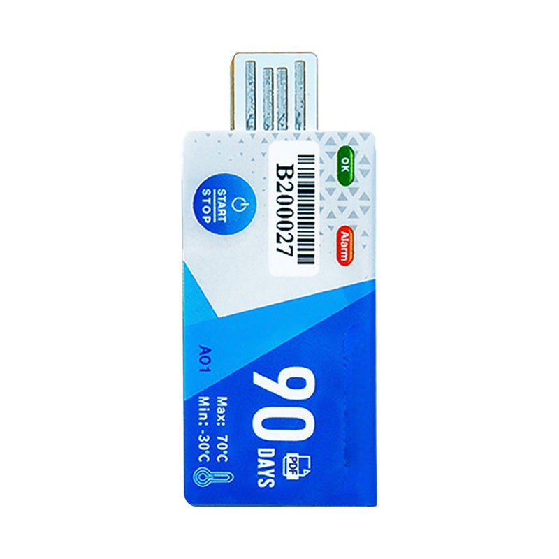 سجل درجات حرارة USB بتقرير PDF - سجل بيانات درجة الحرارة القابل للتخلص من خلاله - مقياس حرارة سجل درجات حرارة لسلاسل التبريد لمدة 90 يومًا للدواء - Image 1