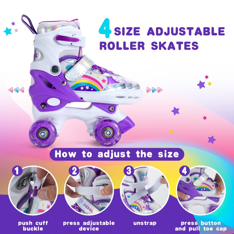SHDSL Girls Roller Skates for Kids Beginners, Adjustable Roller Skates with All Light Up Wheels, Roller Skate for Girls Shine Fun Illuminating Roller Skate for Boys Beginners patines para niÃ±as - Image 2