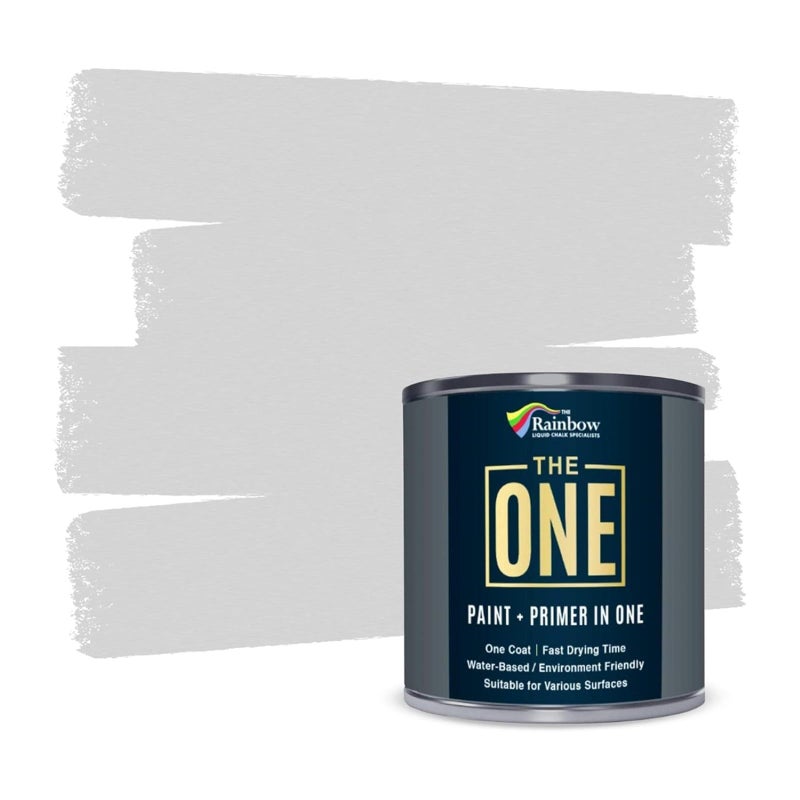 THE ONE AllInOne Paint Primer Light Grey Matte 85 Fl Oz250ml Sample 1 Coat Formula Easy Indoor Outdoor Decorating for Home Garden Walls Floors Furniture WaterBased Low VOC