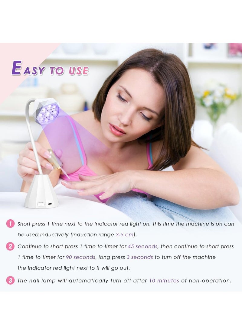 Excefore UV LED Nail Lamp with Sensor, 27W Mini Gel UV Light Nail Dryer for Gel Nails Polish Curing, Portable Small Manicure Dryer Flash Cure Light with Gooseneck for Salon Nail, Home Use, Travel - Image 4