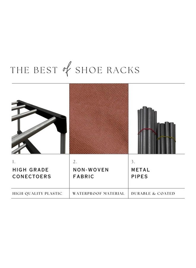 SANAMSTORE 5 Tier Shoe Rack Metal Multipurpose and Modern Shoe Rack for Home & Office Item, Clothes/Books Stand Rack with Cover (Need to Be Assemble - DIY) -Brown - Image 2