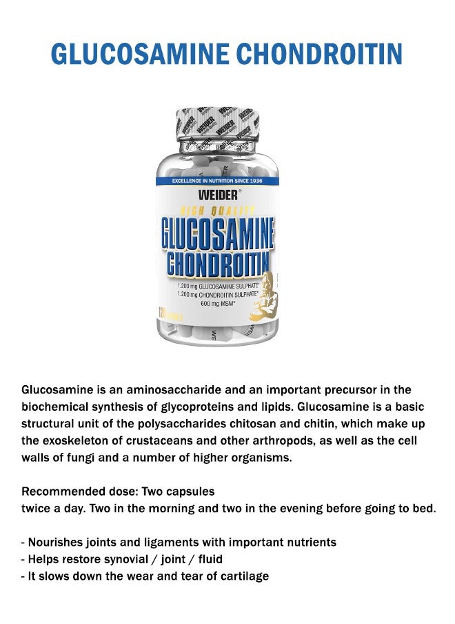 Weider - Glucosamine Chondroitin Plus MSM - Joint Support Supplement,120 Capsules - Image 1