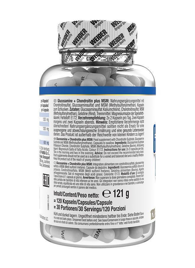 Weider - Glucosamine Chondroitin Plus MSM - Joint Support Supplement,120 Capsules - Image 1