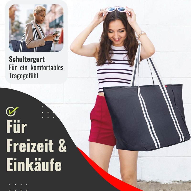 achilles Shopping Bag for Shoulders, Shopper, Large Beach Bag, Leisure Bag, Blue, 75 x 32 x 46 cm, blue, XXL - Image 3