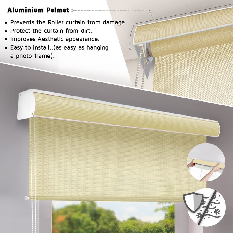HIPPO 180 GSM HDPE Outdoor Balcony Roller Blind UV Dust Protection Corded Roll Up and Down Light Filtering Blinds for Garden Ivory 4FTX7FT - Image 3