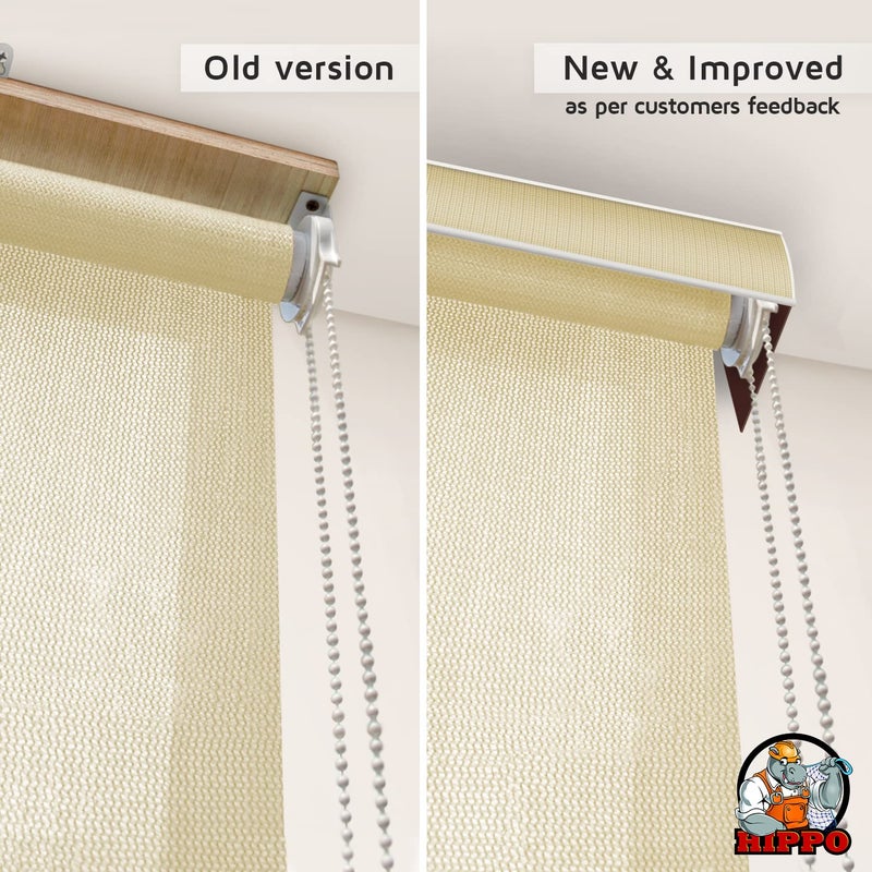 HIPPO 180 GSM HDPE Outdoor Balcony Roller Blind UV Dust Protection Corded Roll Up and Down Light Filtering Blinds for Garden Ivory 4FTX7FT - Image 2
