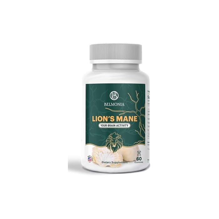 Belmonia Lion's Mane Mushroom Gummies, 5400mg per Serving*, Brain Health Supplements for Adults, Cognitive Focus Memory Supplement, 60 Count, Superfood Organic Gummies - Image 1