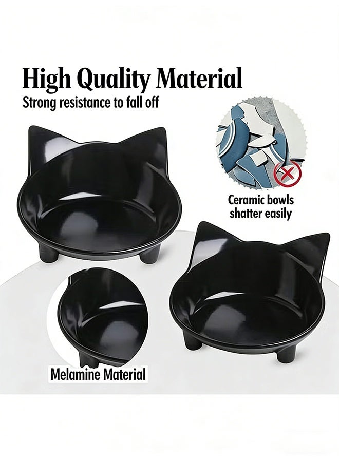 وعاء القط، لطيف القط نوع الحيوانات الأليفة تغذية وعاء مع وسادة غير انزلاق، مناسبة للقطط من جميع الأحجام - أسود - Image 5