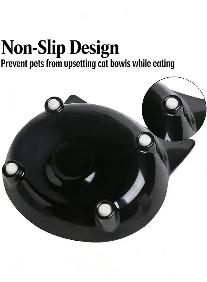 وعاء القط، لطيف القط نوع الحيوانات الأليفة تغذية وعاء مع وسادة غير انزلاق، مناسبة للقطط من جميع الأحجام - أسود - Image 4