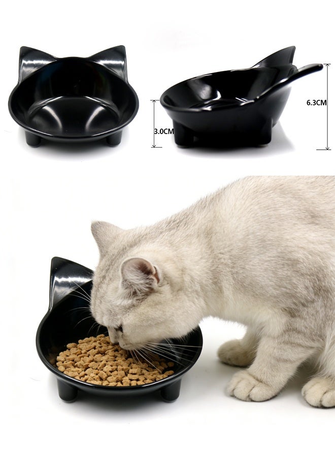 وعاء القط، لطيف القط نوع الحيوانات الأليفة تغذية وعاء مع وسادة غير انزلاق، مناسبة للقطط من جميع الأحجام - أسود - Image 1