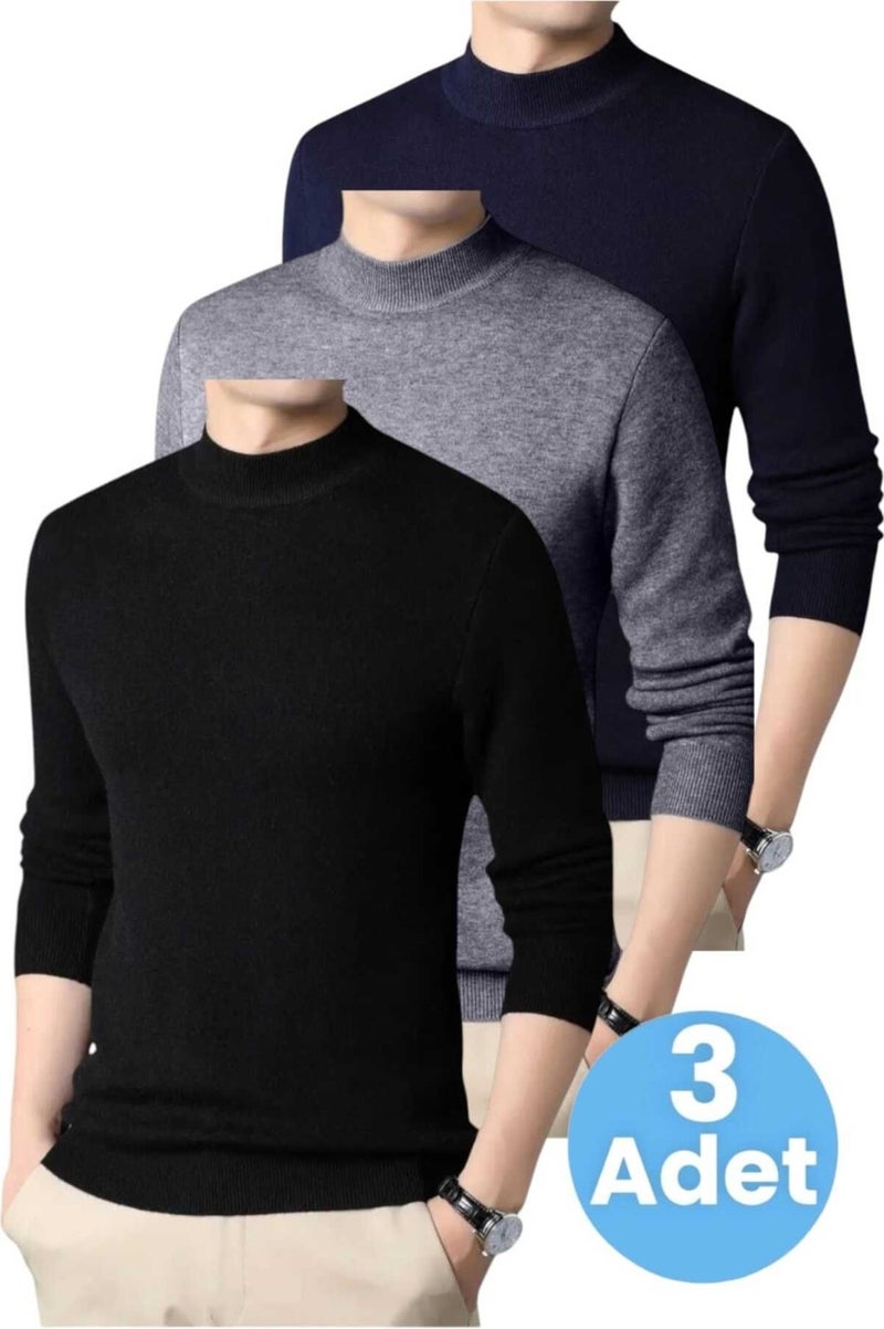 Tezzgelsin 3-Pack Men's Non-Pilling Half Turtleneck Knitwear Sweater Half Turtleneck Knitwear Sweater  - Image 1