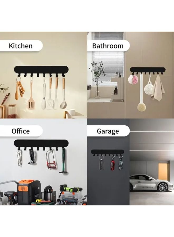White Self Adhesive Key Holder Set 8 Hooks No Drilling Wall Mount for Hallway Kitchen - Image 2