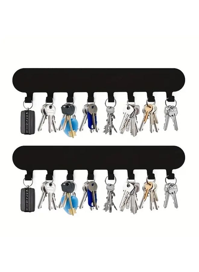 White Self Adhesive Key Holder Set 8 Hooks No Drilling Wall Mount for Hallway Kitchen - Image 3