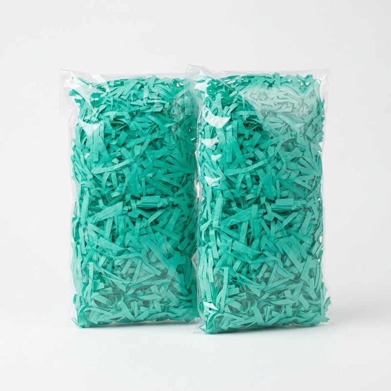Gift Wrapped Ribbon Filler Paper, Turquoise Color, Pack of 2, 50g Each Bucket