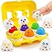 NAODONGLI Egg Toys for Toddlers 13Montessori Geometric Eggs Early Preschool Educational Learning Fine Motor Skills Color Sorting Satcking Travel Bingo Puzzle Matching Games for Kids Boys Girls - Image 2