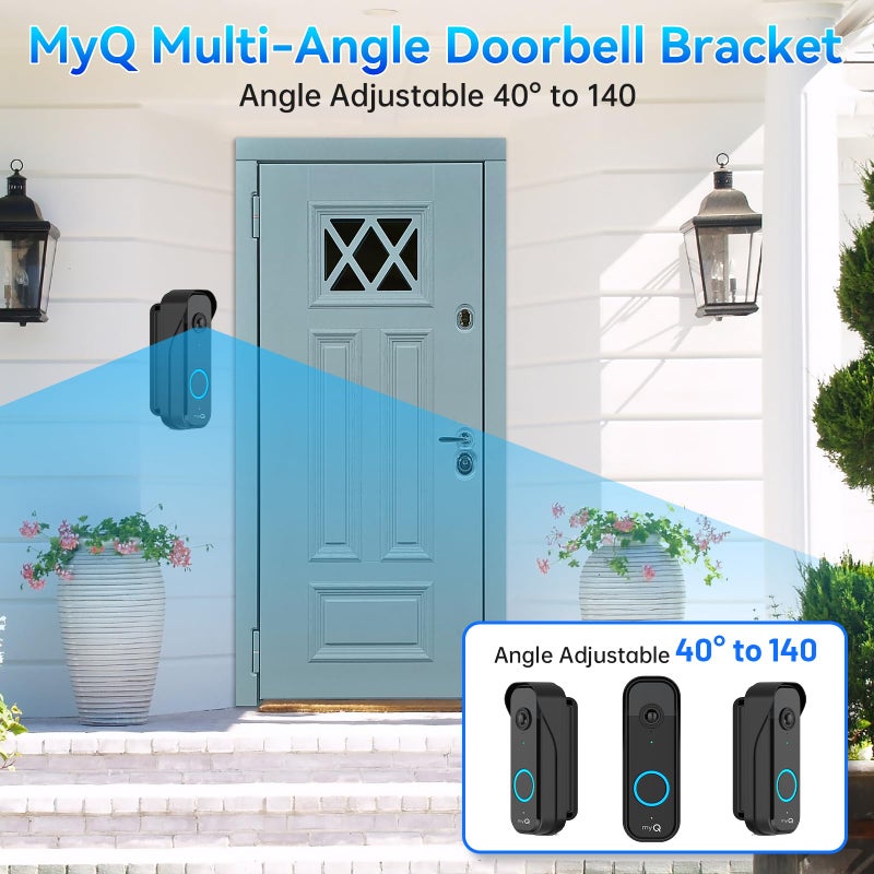 Aaeytby Doorbell Mount for myQ Video Doorbell Camera, Adjustable Left/Right Viewing Angle(40 to 140), Weatherproof Mounting Bracket, Anti-Blocks Motion Sensor, Compatible with Homes, Apartments, Dorms-Black - Image 2